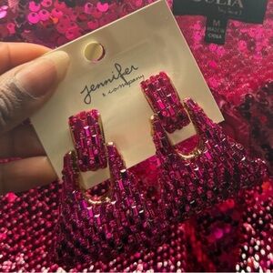 Pink Sequin Stone Earrings